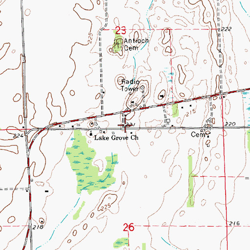 Topographic Map of Antioch Church (historical), AR