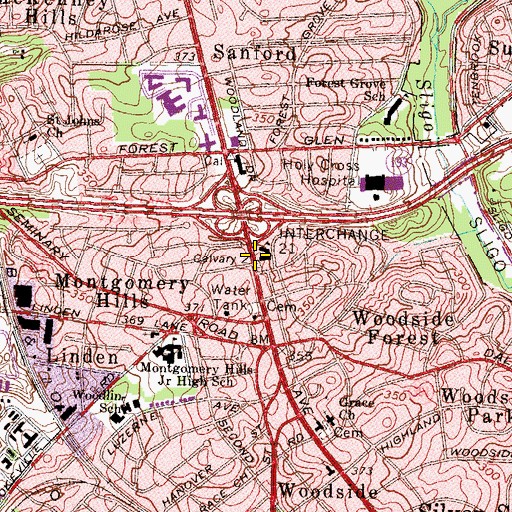 Topographic Map of Calvary Lutheran Church, MD