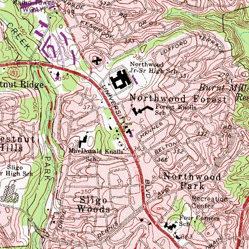 Topographic Map of Young Israel Shomrai Emunah Synagogue, MD