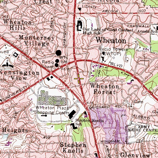 Topographic Map of Wheaton Metro Station, MD