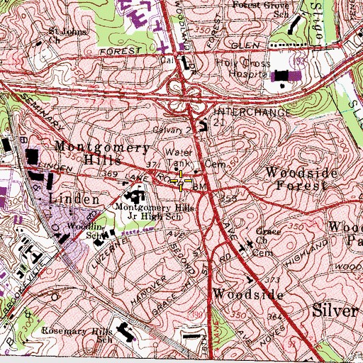 Topographic Map of Silver Spring Volunteer Fire Department Station 19, MD