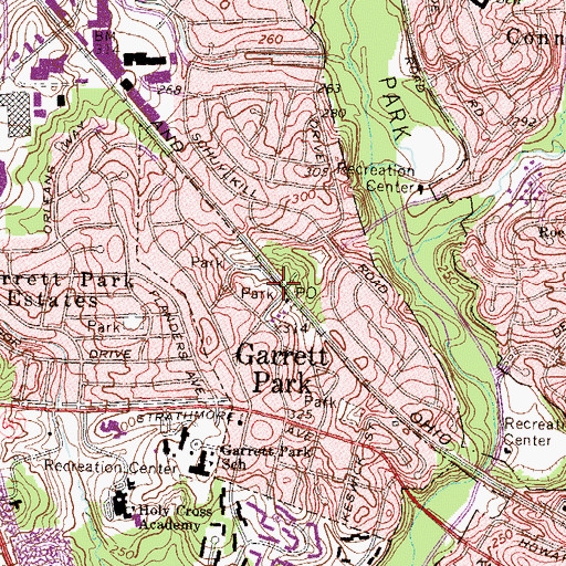 Topographic Map of Garrett Park Railroad Station, MD