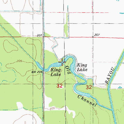 Topographic Map of King Lake, AR