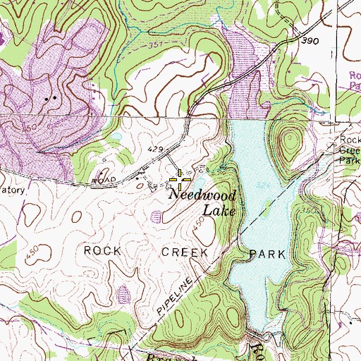 Topographic Map of Needwood Mansion, MD