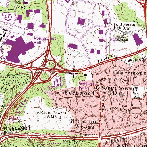 Topographic Map of Bethesda Fire Department Station 26, MD