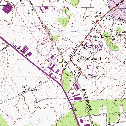 Topographic Map of Shady Grove Metro Station, MD