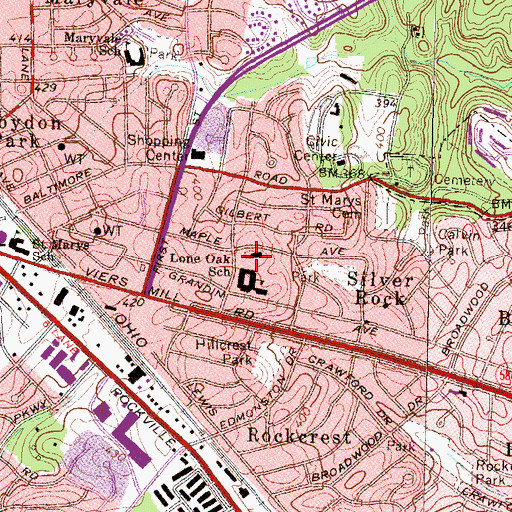 Topographic Map of First Church of God, MD