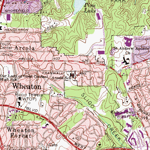 Topographic Map of Arcola Elementary School, MD