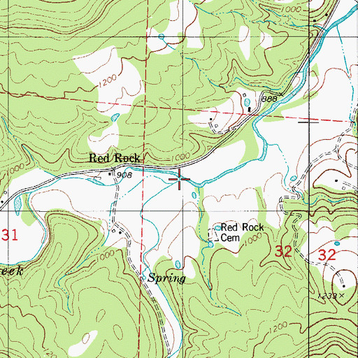 Topographic Map of Honey Creek, AR