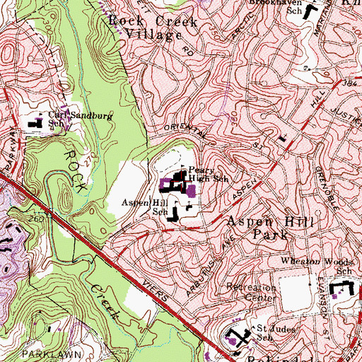 Topographic Map of Robert E Peary High School (historical), MD