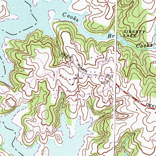 Topographic Map of Folly Farms, MD