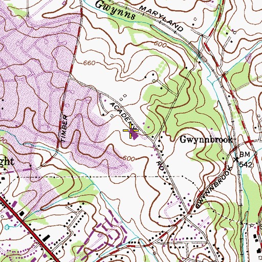 Topographic Map of Timber Grove Elementary School, MD