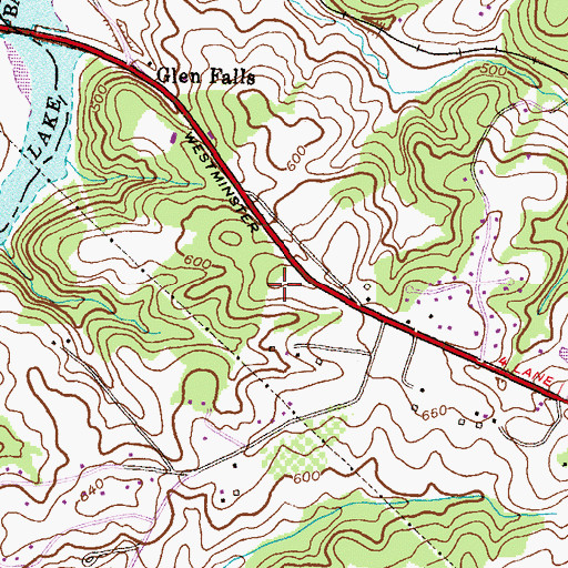 Topographic Map of Woodleaf, MD