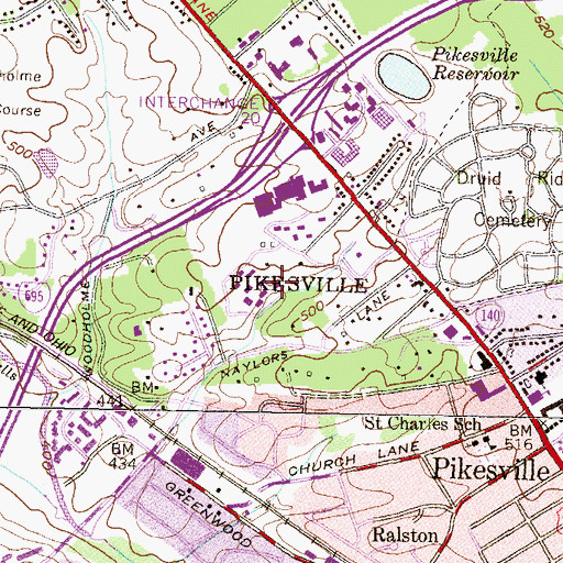 Topographic Map of Cedarwood Estates, MD