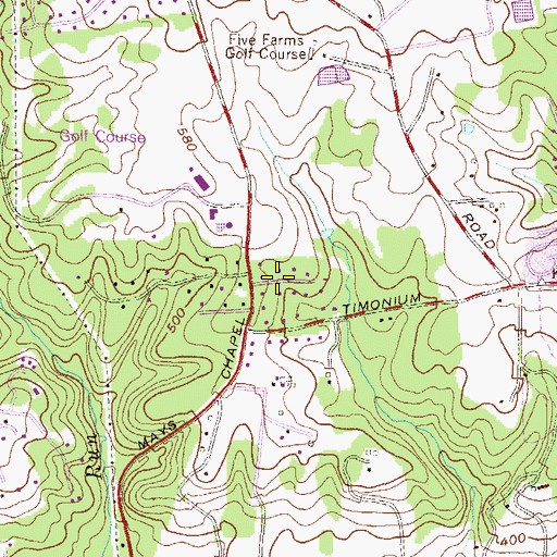 Topographic Map of Chapel Hill, MD