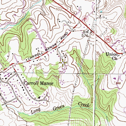 Topographic Map of Dulaney Valley Estates, MD