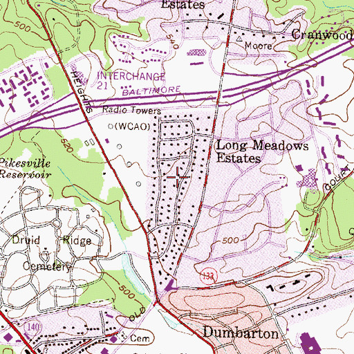 Topographic Map of Fields of Stevenson, MD