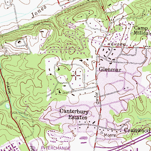 Topographic Map of Garrison Farms, MD