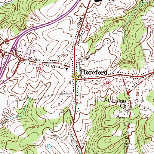 Topographic Map of Hereford United Methodist Church, MD
