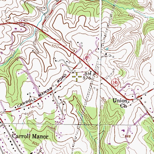 Topographic Map of Hurline Farms, MD