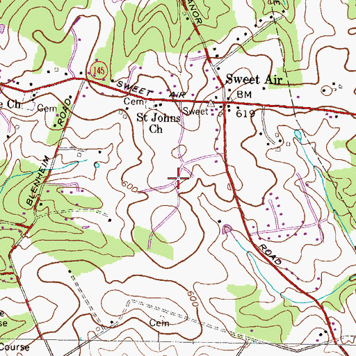 Topographic Map of Manor Ridge, MD