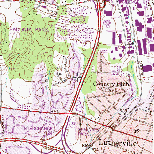 Topographic Map of Meadowland, MD