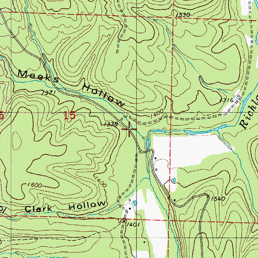 Topographic Map of Meeks Hollow, AR