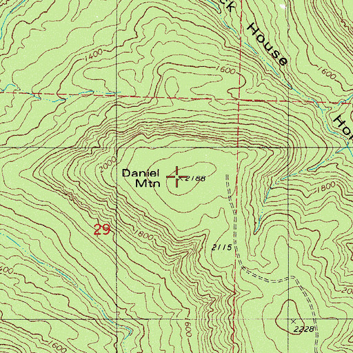 Topographic Map of Daniel Mountain, AR