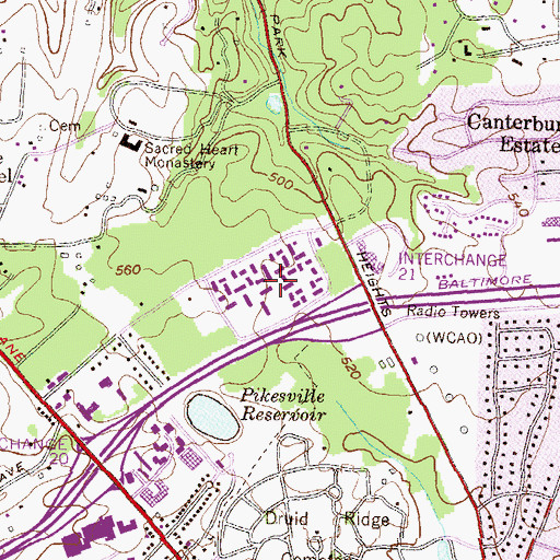 Topographic Map of The Village, MD