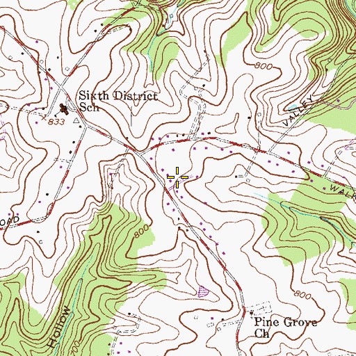 Topographic Map of Walker Manor, MD