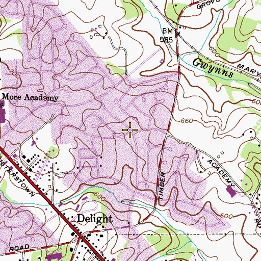 Topographic Map of Academy Acres, MD