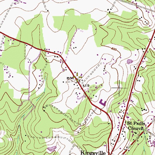 Topographic Map of First Baptist Church of Kingsville, MD