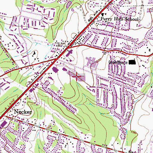 Topographic Map of Perry Hall Square Shopping Center, MD