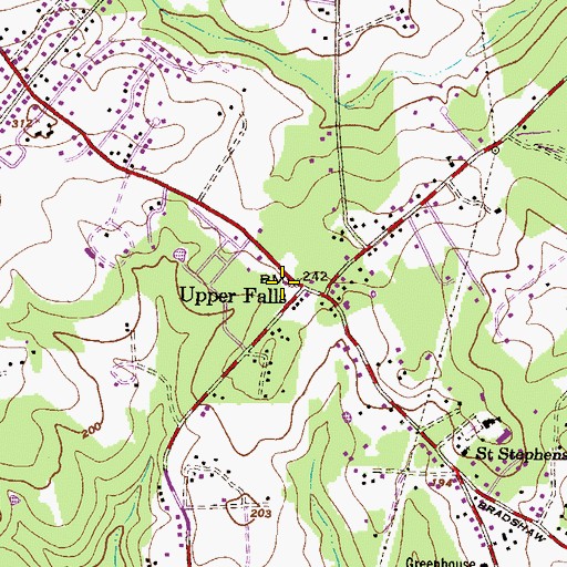 Topographic Map of Upper Falls Post Office, MD