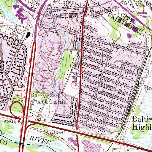 Topographic Map of Baltimore Highlands Elementary School, MD