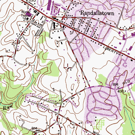 Topographic Map of Oakwood Village, MD