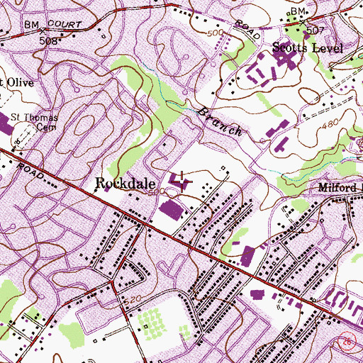 Topographic Map of Scotts Branch Elementary School, MD