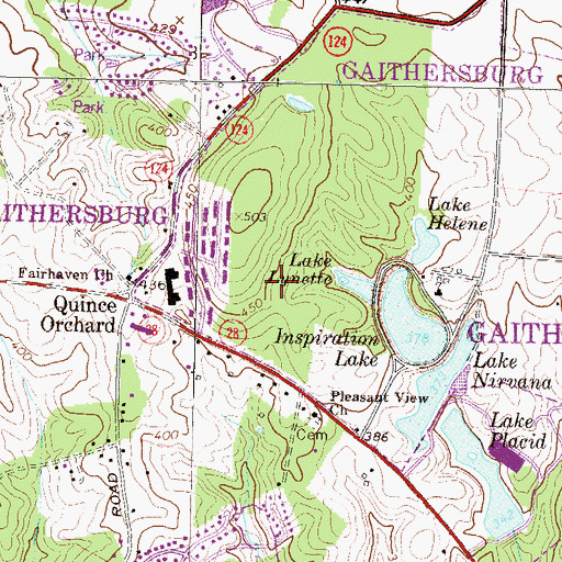 Topographic Map of Nirvana Dam, MD
