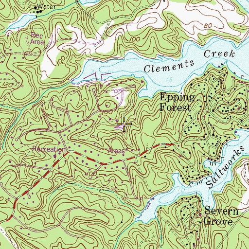 Topographic Map of Saefern Recreation Lake Dam, MD