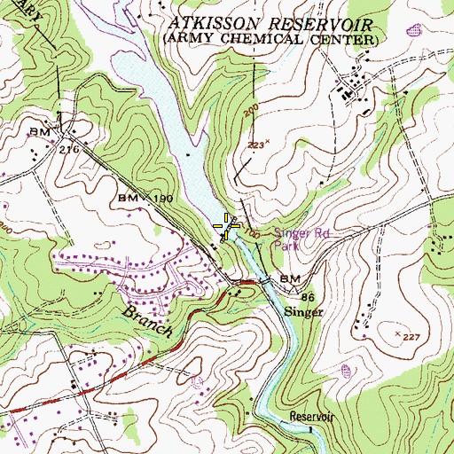 Topographic Map of Atkisson Dam, MD