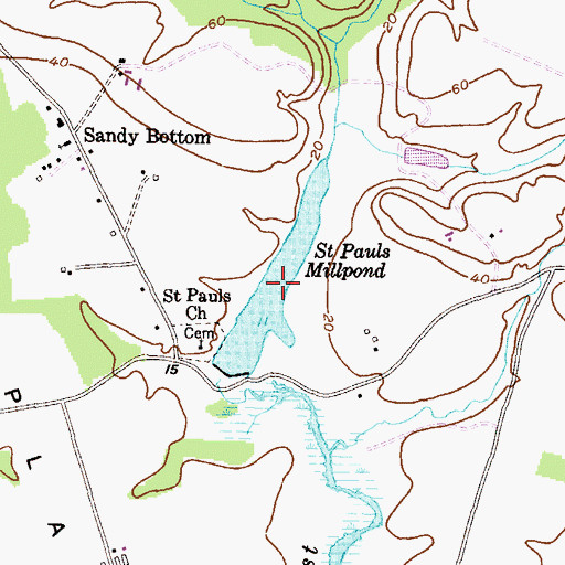 Topographic Map of Saint Pauls Millpond, MD