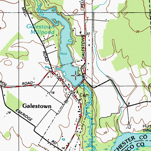 Topographic Map of Galestown Millpond Dam, MD