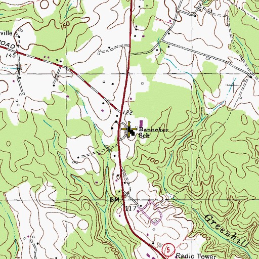 Topographic Map of Benjamin Banneker Elementary School, MD