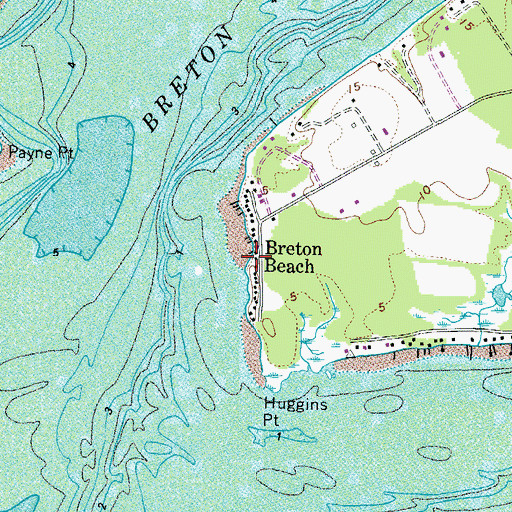 Topographic Map of Breton Beach, MD