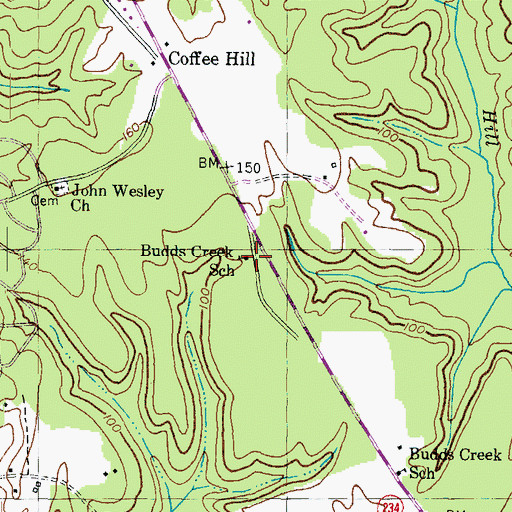 Topographic Map of Budds Creek School, MD