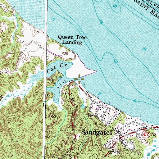 Topographic Map of Cat Creek, MD