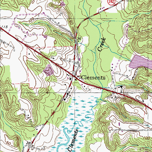 Topographic Map of Clements, MD