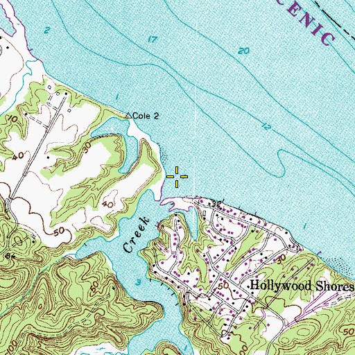 Topographic Map of Cole Creek, MD