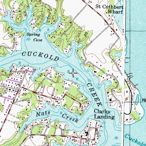 Topographic Map of Cuckold Creek, MD