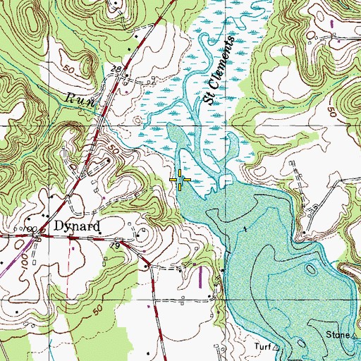 Topographic Map of Dynard Run, MD